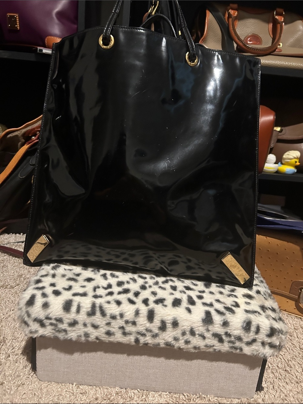 Fendi Black Patent Tote Bag with pouch - Picture 4 of 16